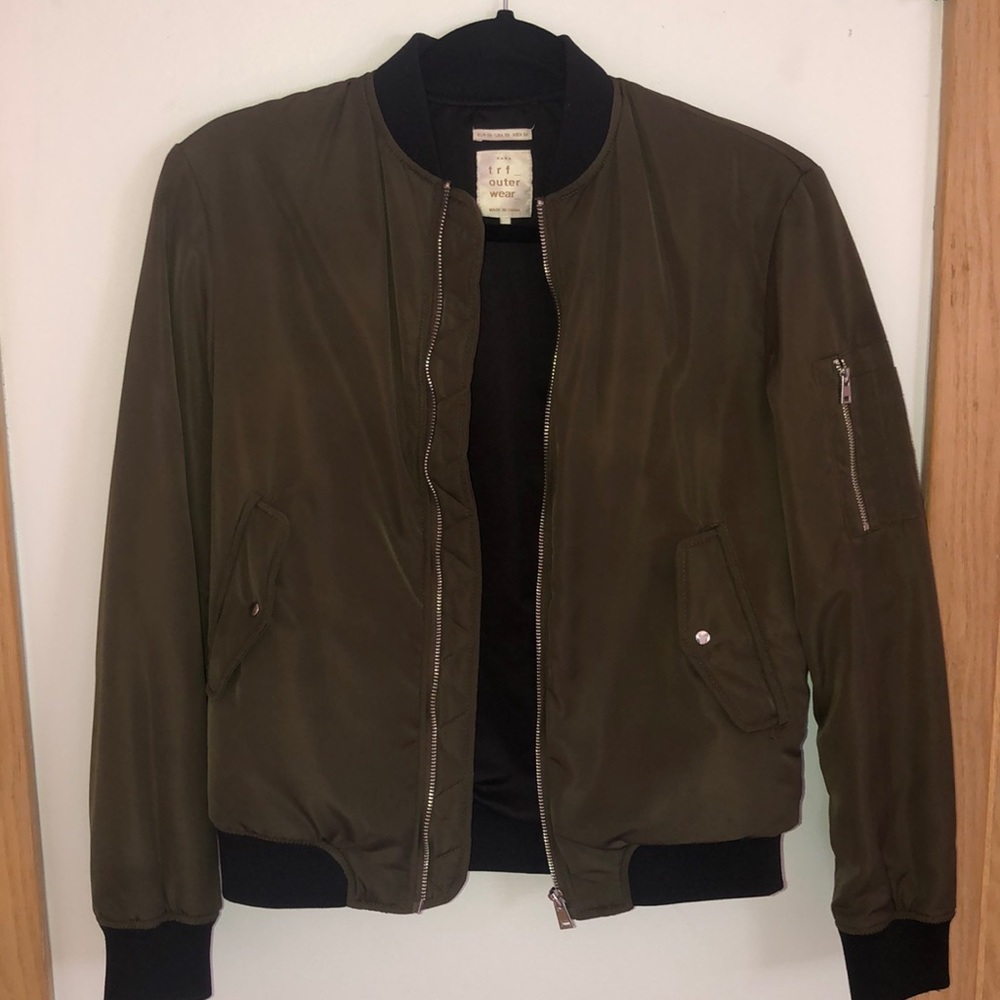 Zara Olive Green Bomber Jacket